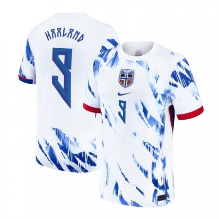 Camisolas Noruega Haaland 9 2º Equipamento Alternativa 2024 Manga Curta